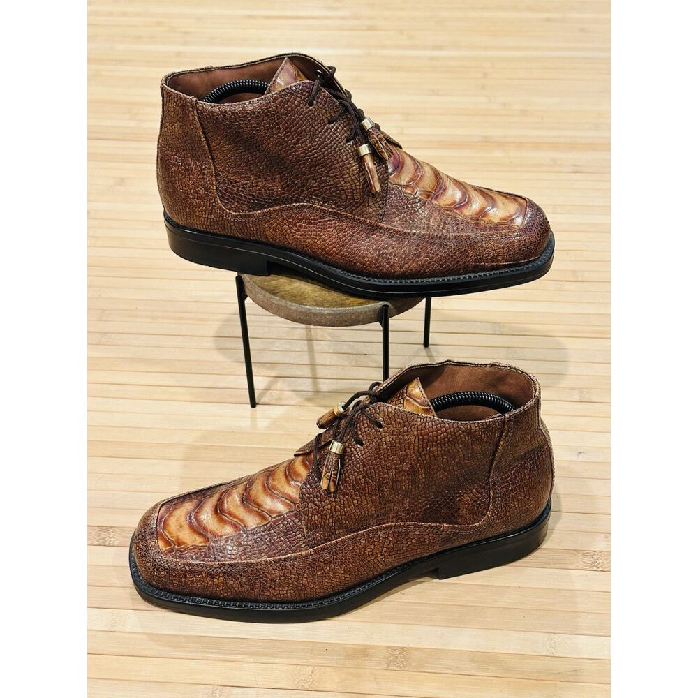 Marco Vicci Brown Crocodile Boots Freetown Lace Up Men’s 9 M Stunning